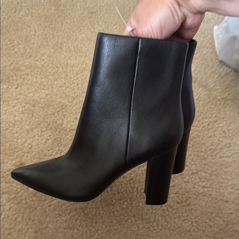 Marc Fisher Black Heeled Boots with Chunky Block Heel
